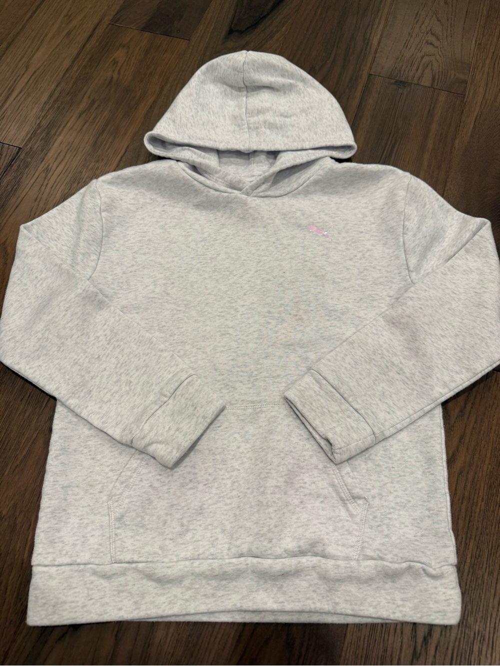 Puma Girls XL Light Gray Heather Fleece Pullover Hoodie - Like New